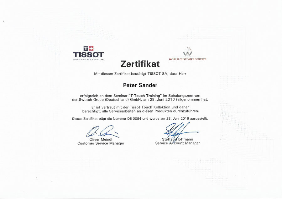 Zertifikat-Tissot