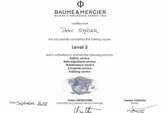 Zertifikat-baume-mercier